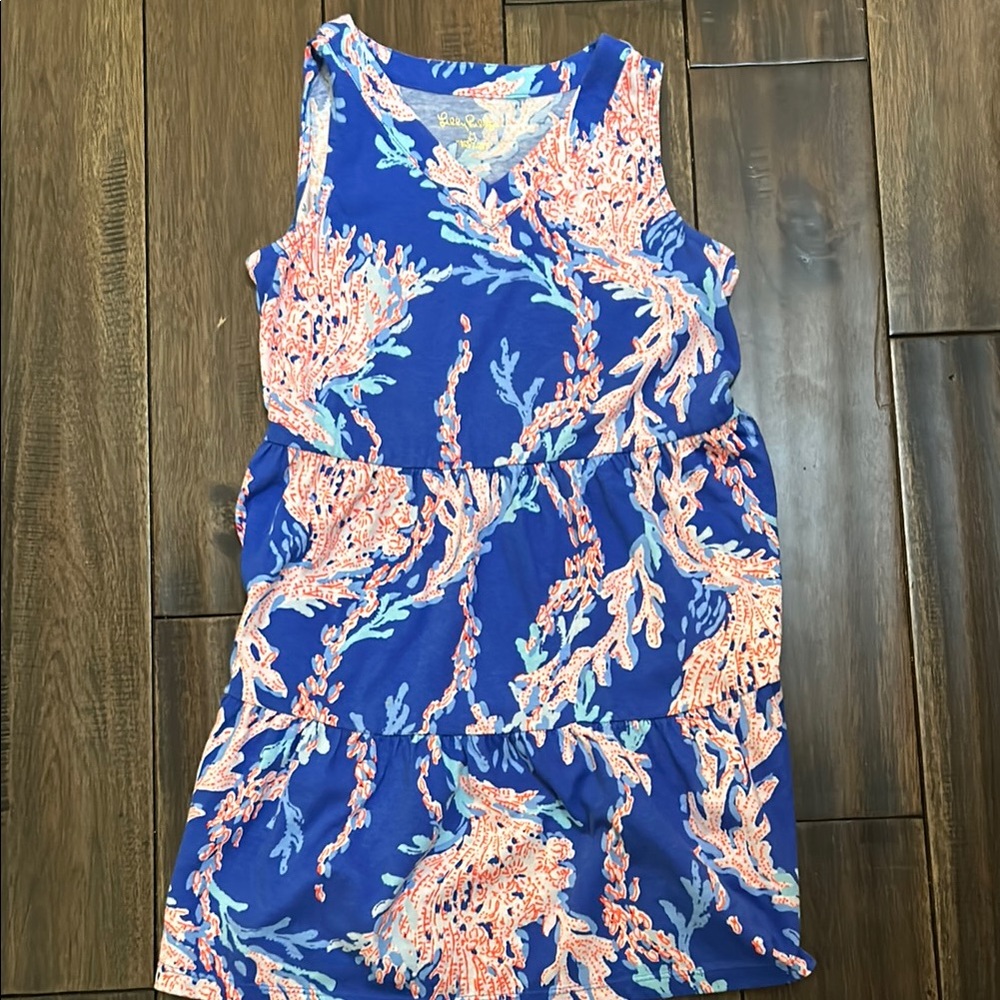 Lilly Pulitzer girls medium Blue Coral Print Dress